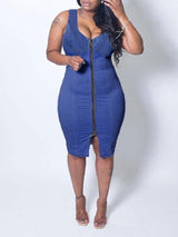 Women's Casual Slim Denim Sleeveless Mini Dress - Dresses - INS | Online Fashion Free Shipping Clothing, Dresses, Tops, Shoes - 10/05/2021 - Color_Blue - DRE210510889