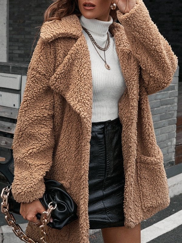 Women's Coats Bubble Fluff Loose Lapel Pocket Trench Coat - Coats & Jackets - INS | Online Fashion Free Shipping Clothing, Dresses, Tops, Shoes - 12/10/2021 - 30-40 - COA2110121205