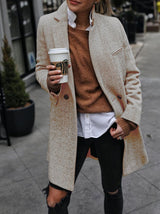 Women's Coats Casual Solid Lapel Long Sleeve Mid-length Coat - Coats & Jackets - INS | Online Fashion Free Shipping Clothing, Dresses, Tops, Shoes - 20/11/2021 - 40-50 - COA2111201322