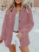 Women's Coats Corduroy Solid Lapel Pocket Shirt Coats - Coats & Jackets - INS | Online Fashion Free Shipping Clothing, Dresses, Tops, Shoes - 01/12/2021 - 30-40 - COA2112011334