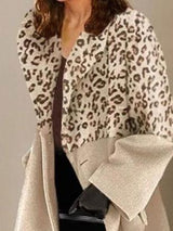 Women's Coats Fashion Leopard Lapel Long Sleeve Woolen Coat - Coats & Jackets - INS | Online Fashion Free Shipping Clothing, Dresses, Tops, Shoes - 08/11/2021 - 40-50 - COA2111081289