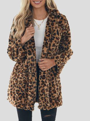 Women's Coats Fashion Leopard Pocket Plush Coat - Coats & Jackets - INS | Online Fashion Free Shipping Clothing, Dresses, Tops, Shoes - 08/11/2021 - 30-40 - COA2111081290