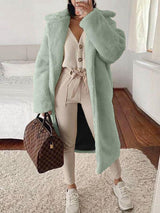 Women's Coats Fashion Loose Lapel Faux Fur Long Sleeve Long Coat - Coats & Jackets - INS | Online Fashion Free Shipping Clothing, Dresses, Tops, Shoes - 23/11/2021 - 40-50 - COA2111231329