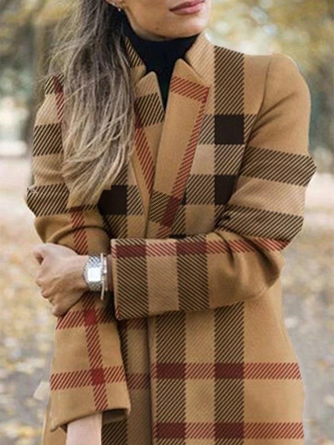 Women's Coats Fashion Printed Stand-Collar Woolen Coat - Coats & Jackets - INS | Online Fashion Free Shipping Clothing, Dresses, Tops, Shoes - 12/10/2021 - 30-40 - COA2110121207