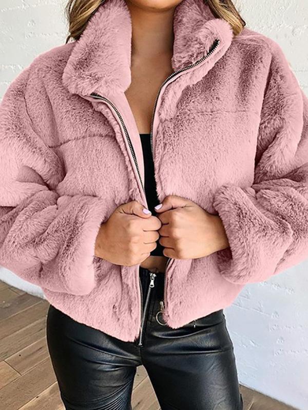 Women's Coats Faux Fur Zip Cardigan Plush Coats - Coats & Jackets - INS | Online Fashion Free Shipping Clothing, Dresses, Tops, Shoes - 10/09/2021 - 30-40 - COA2109101138