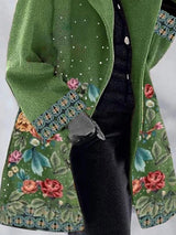 Women's Coats Floral Print Lapel Woolen Coat - Coats & Jackets - INS | Online Fashion Free Shipping Clothing, Dresses, Tops, Shoes - 30/09/2021 - COA2109301188 - Coats & Jackets