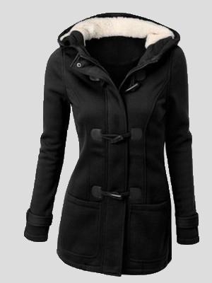 Women's Coats Hooded Horn Leather Double Button Zipper Coat - Coats & Jackets - INS | Online Fashion Free Shipping Clothing, Dresses, Tops, Shoes - 20-30 - 25/10/2021 - COA2110251249