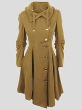 Women's Coats Irregular Pocket Drawstring Buttons Hooded Coat - Coats & Jackets - INS | Online Fashion Free Shipping Clothing, Dresses, Tops, Shoes - 25/10/2021 - COA2110251250 - Coats & Jackets
