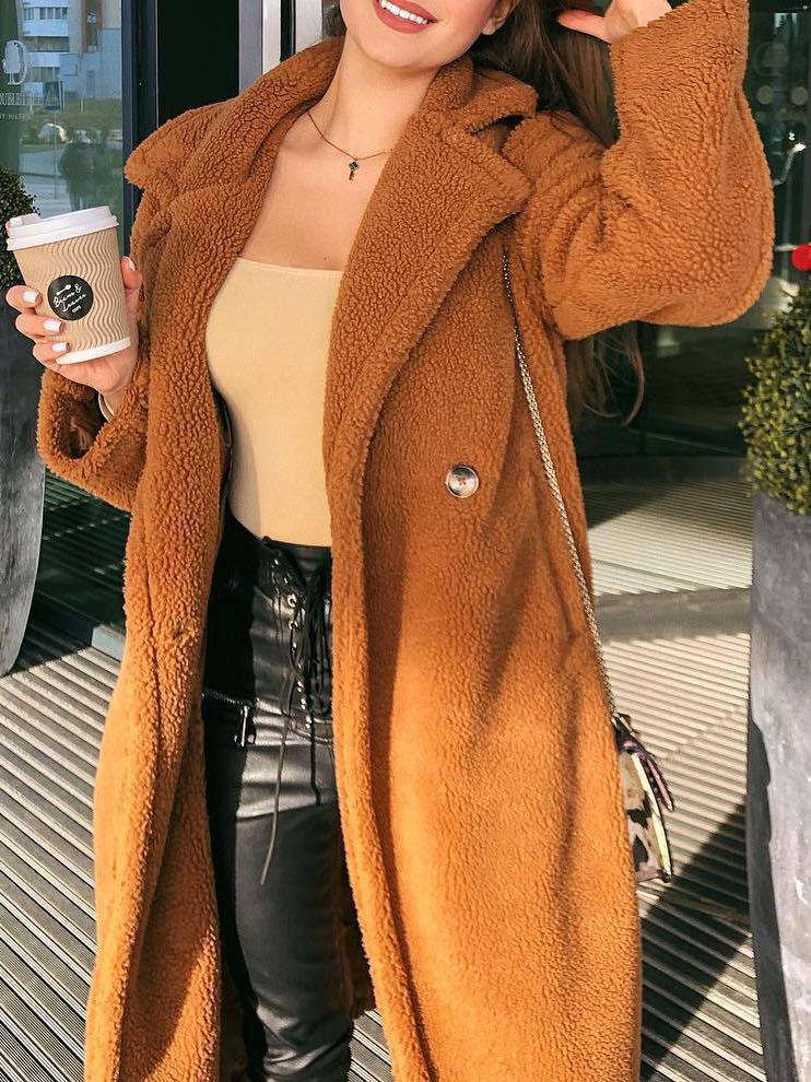 Women's Coats Lapel Button-Breasted Woolen Long Coat - Coats & Jackets - INS | Online Fashion Free Shipping Clothing, Dresses, Tops, Shoes - 18/10/2021 - 30-40 - COA2110181226