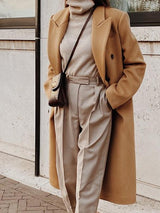 Women's Coats Lapel Button Long Sleeve Woolen Coat - Coats & Jackets - INS | Online Fashion Free Shipping Clothing, Dresses, Tops, Shoes - 27/10/2021 - 40-50 - COA2110271256