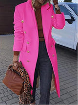 Women's Coats Lapel Button Pocket Long Sleeve Woolen Coat - Coats & Jackets - INS | Online Fashion Free Shipping Clothing, Dresses, Tops, Shoes - 05/11/2021 - 40-50 - COA2111051280