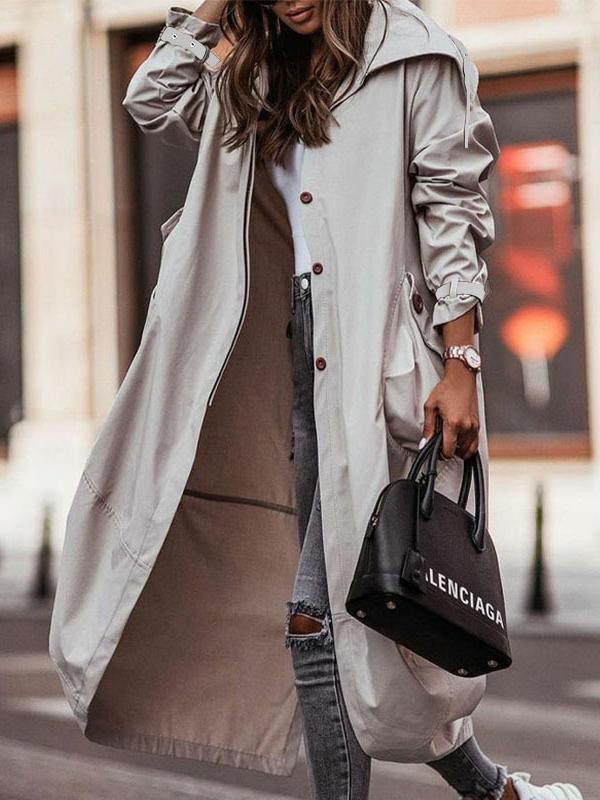 Women's Coats Lapel Button Pockets Irregular Mid-Long Coats - Coats & Jackets - INS | Online Fashion Free Shipping Clothing, Dresses, Tops, Shoes - 18/11/2021 - 40-50 - COA2111181318