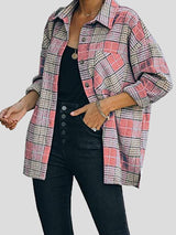 Women's Coats Lapel Check Long Sleeve Split Shirt Coat - Coats & Jackets - INS | Online Fashion Free Shipping Clothing, Dresses, Tops, Shoes - 23/10/2021 - 30-40 - COA2110231245