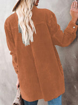 Women's Coats Lapel Corduroy Pocket Long Sleeve Coat - Coats & Jackets - INS | Online Fashion Free Shipping Clothing, Dresses, Tops, Shoes - 09/11/2021 - 30-40 - COA2111091293