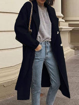 Women's Coats Lapel Double-Breasted Long Woolen Coat - Coats & Jackets - INS | Online Fashion Free Shipping Clothing, Dresses, Tops, Shoes - 08/10/2021 - 40-50 - COA2110081194