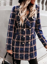 Women's Coats Lapel Double-Breasted Plaid Wool Coat - Coats & Jackets - INS | Online Fashion Free Shipping Clothing, Dresses, Tops, Shoes - 09/110/2021 - COA2110091196 - Coats & Jackets