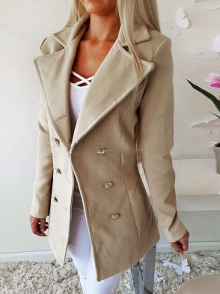 Women's Coats Lapel Double-Breasted Woolen Coat - Coats & Jackets - INS | Online Fashion Free Shipping Clothing, Dresses, Tops, Shoes - 05/11/2021 - 20-30 - COA2111051283