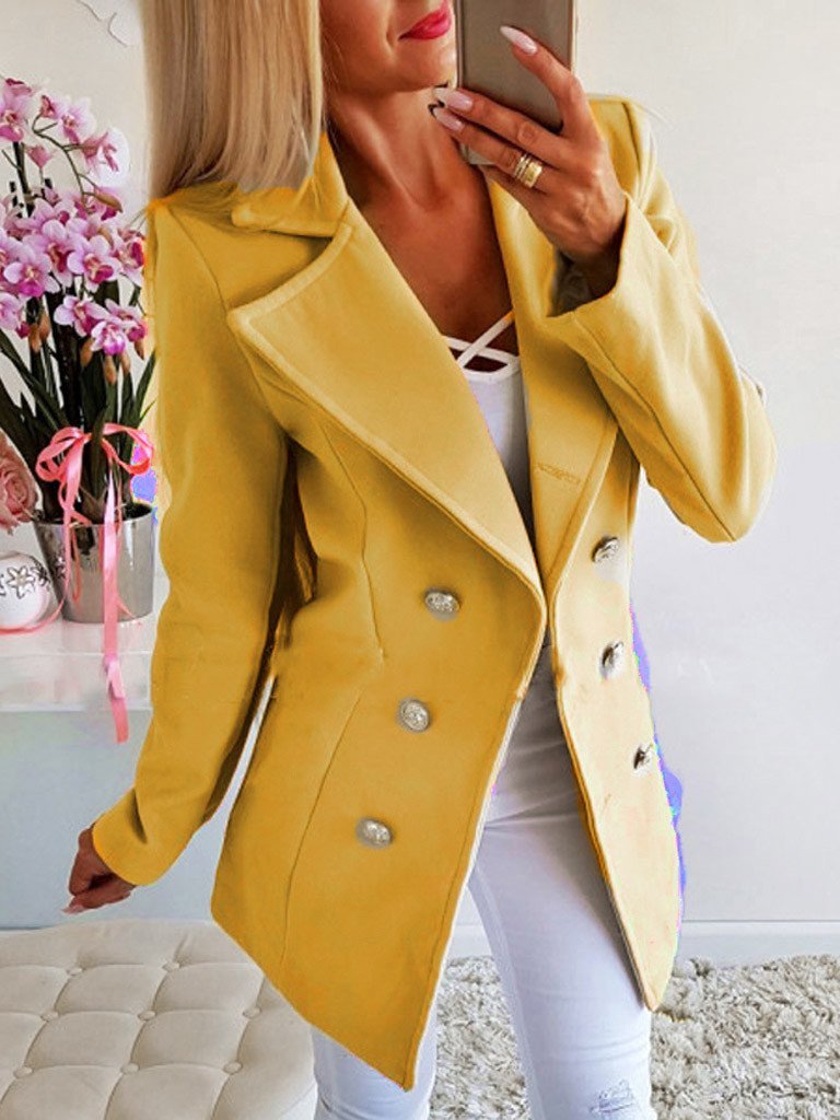 Women's Coats Lapel Double-Breasted Woolen Coat - Coats & Jackets - INS | Online Fashion Free Shipping Clothing, Dresses, Tops, Shoes - 05/11/2021 - 20-30 - COA2111051283