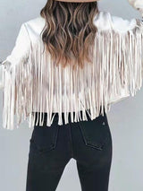 Women's Coats Lapel Fringe Long Sleeve Coat - Coats & Jackets - INS | Online Fashion Free Shipping Clothing, Dresses, Tops, Shoes - 10/11/2021 - 40-50 - COA2111111294