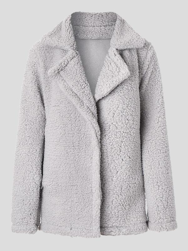 Women's Coats Lapel Long Sleeve Granular Velvet Solid Coat - Coats & Jackets - INS | Online Fashion Free Shipping Clothing, Dresses, Tops, Shoes - 20-30 - 24/09/2021 - COA2109241160