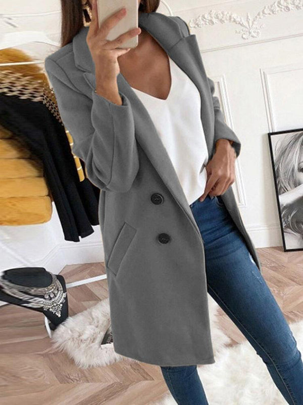 Women's Coats Lapel Mid-Length Double-Breasted Woolen Coat - Coats & Jackets - INS | Online Fashion Free Shipping Clothing, Dresses, Tops, Shoes - 14/09/2021 - 20-30 - COA2109141147