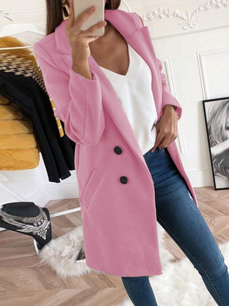 Women's Coats Lapel Mid-Length Double-Breasted Woolen Coat - Coats & Jackets - INS | Online Fashion Free Shipping Clothing, Dresses, Tops, Shoes - 14/09/2021 - 20-30 - COA2109141147
