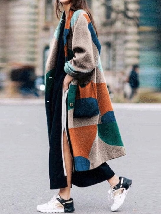 Women's Coats Lapel Multicolor Graphic Print Long Sleeve Coats - Coats & Jackets - INS | Online Fashion Free Shipping Clothing, Dresses, Tops, Shoes - 03/09/2021 - 30-40 - COA2109031129
