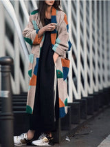 Women's Coats Lapel Multicolor Graphic Print Long Sleeve Coats - Coats & Jackets - INS | Online Fashion Free Shipping Clothing, Dresses, Tops, Shoes - 03/09/2021 - 30-40 - COA2109031129