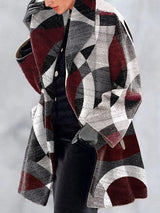 Women's Coats Lapel Multicolor Print Woolen Coat - Coats & Jackets - INS | Online Fashion Free Shipping Clothing, Dresses, Tops, Shoes - 19/11/2021 - 40-50 - COA2111191320