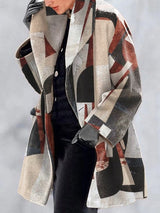 Women's Coats Lapel Multicolor Print Woolen Coat - Coats & Jackets - INS | Online Fashion Free Shipping Clothing, Dresses, Tops, Shoes - 19/11/2021 - 40-50 - COA2111191320