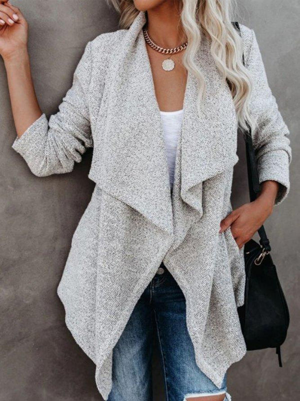 Women's Coats Lapel Pocket Draped Long Sleeve Cardigan Jacket - Cardigans & Sweaters - INS | Online Fashion Free Shipping Clothing, Dresses, Tops, Shoes - 01/09/2021 - 20-30 - Cardigans & Sweaters