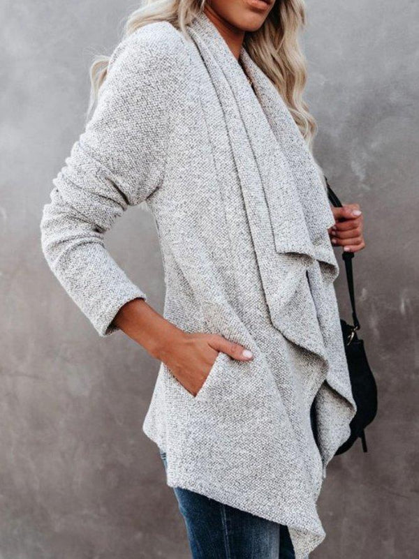 Women's Coats Lapel Pocket Draped Long Sleeve Cardigan Jacket - Cardigans & Sweaters - INS | Online Fashion Free Shipping Clothing, Dresses, Tops, Shoes - 01/09/2021 - 20-30 - Cardigans & Sweaters