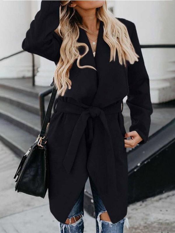 Women's Coats Lapel Solid Casual Long Sleeve Long Coat - Coats & Jackets - INS | Online Fashion Free Shipping Clothing, Dresses, Tops, Shoes - 20-30 - 24/08/2021 - Category_Jackets & Coats