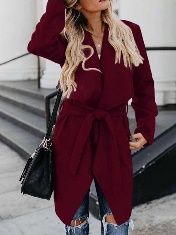 Women's Coats Lapel Solid Casual Long Sleeve Long Coat - Coats & Jackets - INS | Online Fashion Free Shipping Clothing, Dresses, Tops, Shoes - 20-30 - 24/08/2021 - Category_Jackets & Coats