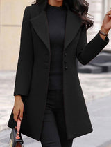 Women's Coats Lapel Solid Slim Mid-Length Woolen Coat - Coats & Jackets - INS | Online Fashion Free Shipping Clothing, Dresses, Tops, Shoes - 23/11/2021 - 40-50 - COA2111231330