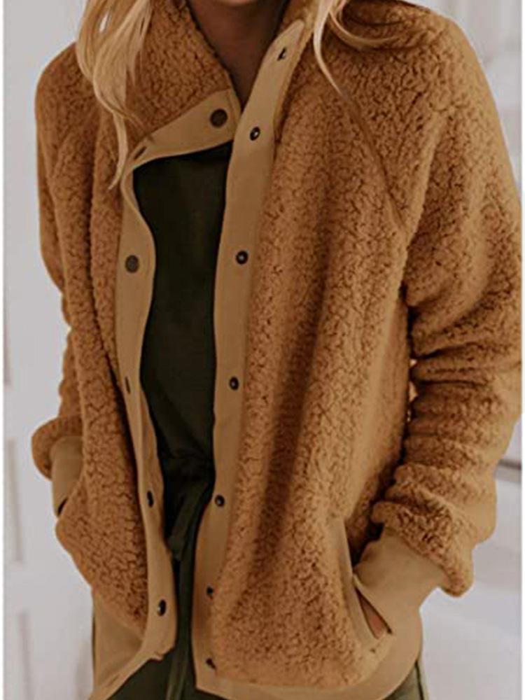 Women's Coats Long Sleeve Button Pocket Loose Coat - Coats & Jackets - INS | Online Fashion Free Shipping Clothing, Dresses, Tops, Shoes - 15/09/2021 - 20-30 - COA2109161151