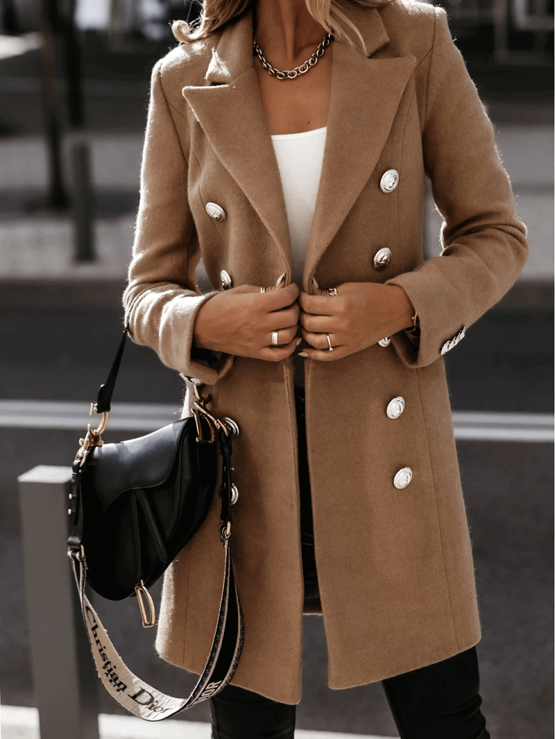 Women's Coats Long Sleeve Lapel Double-Breasted Woolen Coat - Coats & Jackets - INS | Online Fashion Free Shipping Clothing, Dresses, Tops, Shoes - 29/09/2021 - 30-40 - COA2109291176