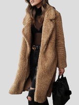 Women's Coats Long Sleeve Lapel Plush Long Coat - Coats & Jackets - INS | Online Fashion Free Shipping Clothing, Dresses, Tops, Shoes - 29/09/2021 - 30-40 - COA2109291185