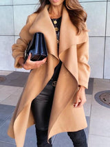 Women's Coats Long Sleeve Solid Tie Woolen Coat - Coats & Jackets - INS | Online Fashion Free Shipping Clothing, Dresses, Tops, Shoes - 15/10/2021 - COA2110151219 - Coats & Jackets