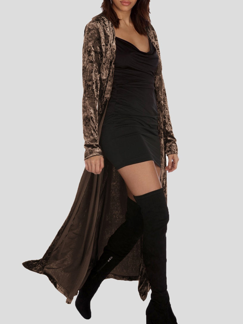 Women's Coats Long Sleeve Velvet Long Cardigan Coat - Coats & Jackets - INS | Online Fashion Free Shipping Clothing, Dresses, Tops, Shoes - 18/10/2021 - 20-30 - COA2110181225