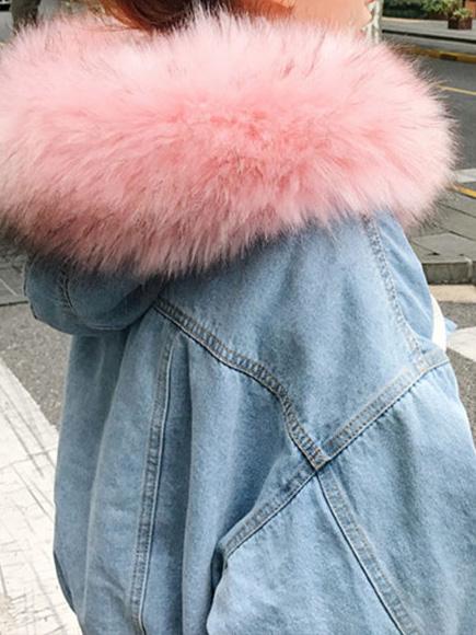 Women's Coats Loose Fur Collar Pocket Buttons Denim Coat - Coats & Jackets - INS | Online Fashion Free Shipping Clothing, Dresses, Tops, Shoes - 14/09/2021 - COA2109141144 - Coats & Jackets