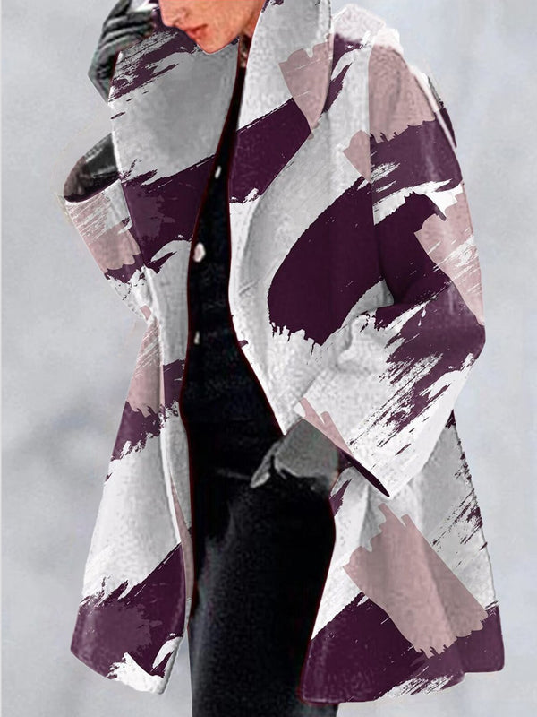 Women's Coats Loose Retro Print Lapel Woolen Coat - Coats & Jackets - INS | Online Fashion Free Shipping Clothing, Dresses, Tops, Shoes - 18/11/2021 - 30-40 - COA2111181316