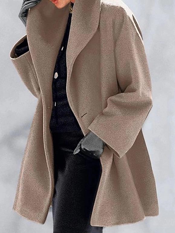 Women's Coats Loose Solid Button Hooded Woolen Coat - Coats & Jackets - INS | Online Fashion Free Shipping Clothing, Dresses, Tops, Shoes - 16/09/2021 - 20-30 - COA2109161155