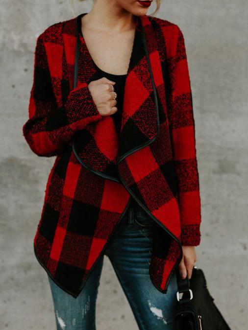 Women's Coats Plaid Lapel Long Sleeve Short Woolen Coat - Coats & Jackets - INS | Online Fashion Free Shipping Clothing, Dresses, Tops, Shoes - 20-30 - 27/10/2021 - COA2110271261