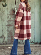 Women's Coats Plaid Single-Breasted Pocket Long Woolen Coat - Coats & Jackets - INS | Online Fashion Free Shipping Clothing, Dresses, Tops, Shoes - 04/11/2021 - COA2111041275 - Coats & Jackets
