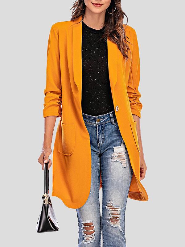 Women's Coats Pocket 3/4 Sleeve Mid-Length Coat - Coats & Jackets - INS | Online Fashion Free Shipping Clothing, Dresses, Tops, Shoes - 23/11/2021 - 30-40 - COA2111231328