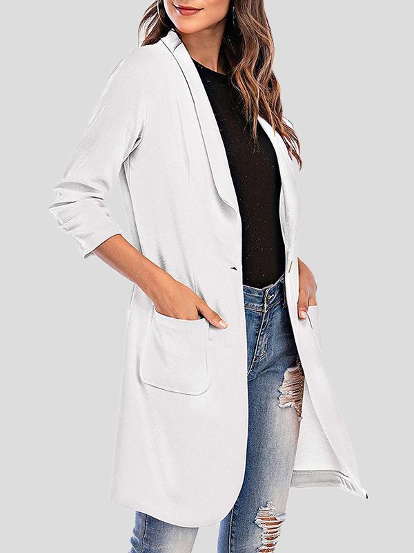 Women's Coats Pocket 3/4 Sleeve Mid-Length Coat - Coats & Jackets - INS | Online Fashion Free Shipping Clothing, Dresses, Tops, Shoes - 23/11/2021 - 30-40 - COA2111231328