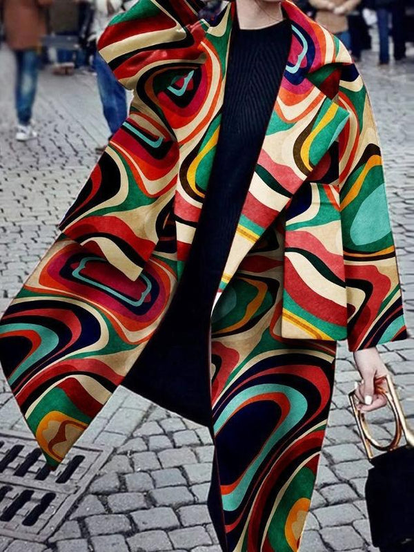Women's Coats Printed Long Sleeve Warm Woolen Coat - Coats & Jackets - INS | Online Fashion Free Shipping Clothing, Dresses, Tops, Shoes - 18/10/2021 - COA2110181228 - Coats & Jackets