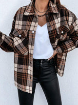 Women's Coats Retro Check Pocket Long Sleeve Shirt Coat - Coats & Jackets - INS | Online Fashion Free Shipping Clothing, Dresses, Tops, Shoes - 12/10/2021 - 30-40 - COA2110121210