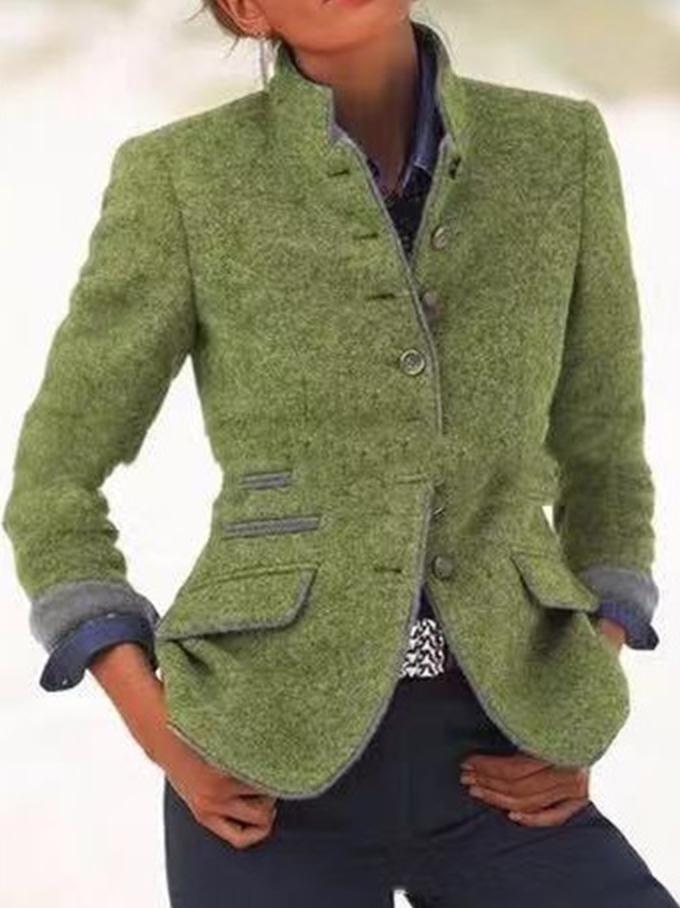 Women's Coats Slim Button Long Sleeve Woolen Coat - Coats & Jackets - INS | Online Fashion Free Shipping Clothing, Dresses, Tops, Shoes - 26/10/2021 - 30-40 - COA2110261252